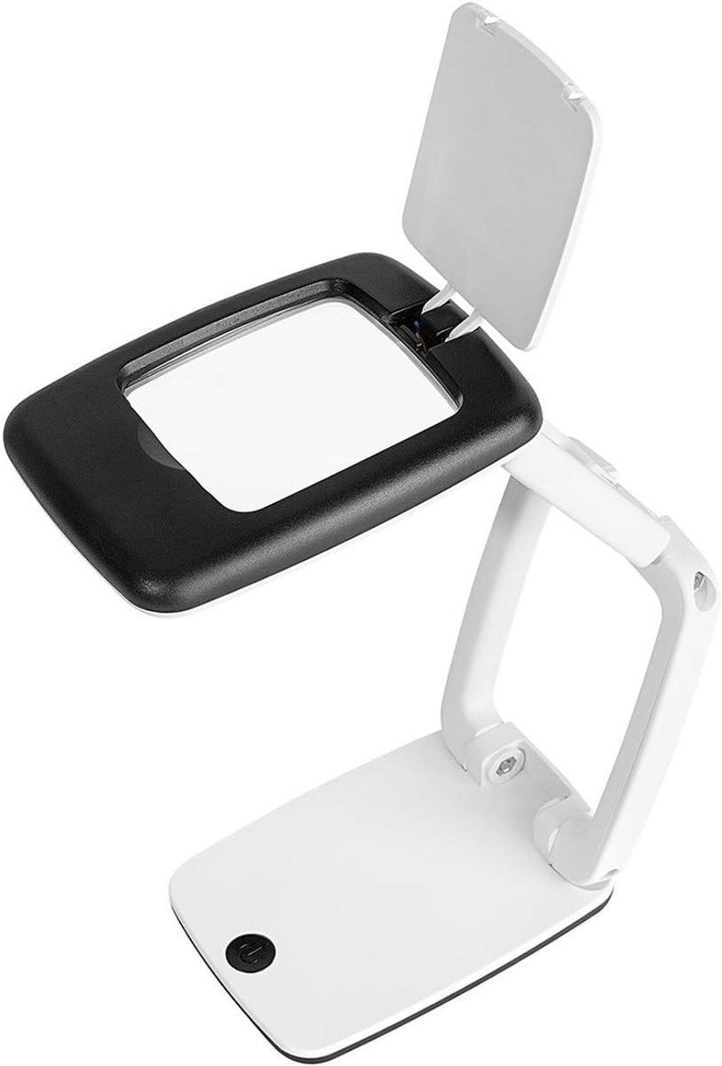 27175101 tafelvergrootglas Pocket (met ledlicht en 3-voudige vergroting, inklapbare inklapbare lensafdekking) zwart