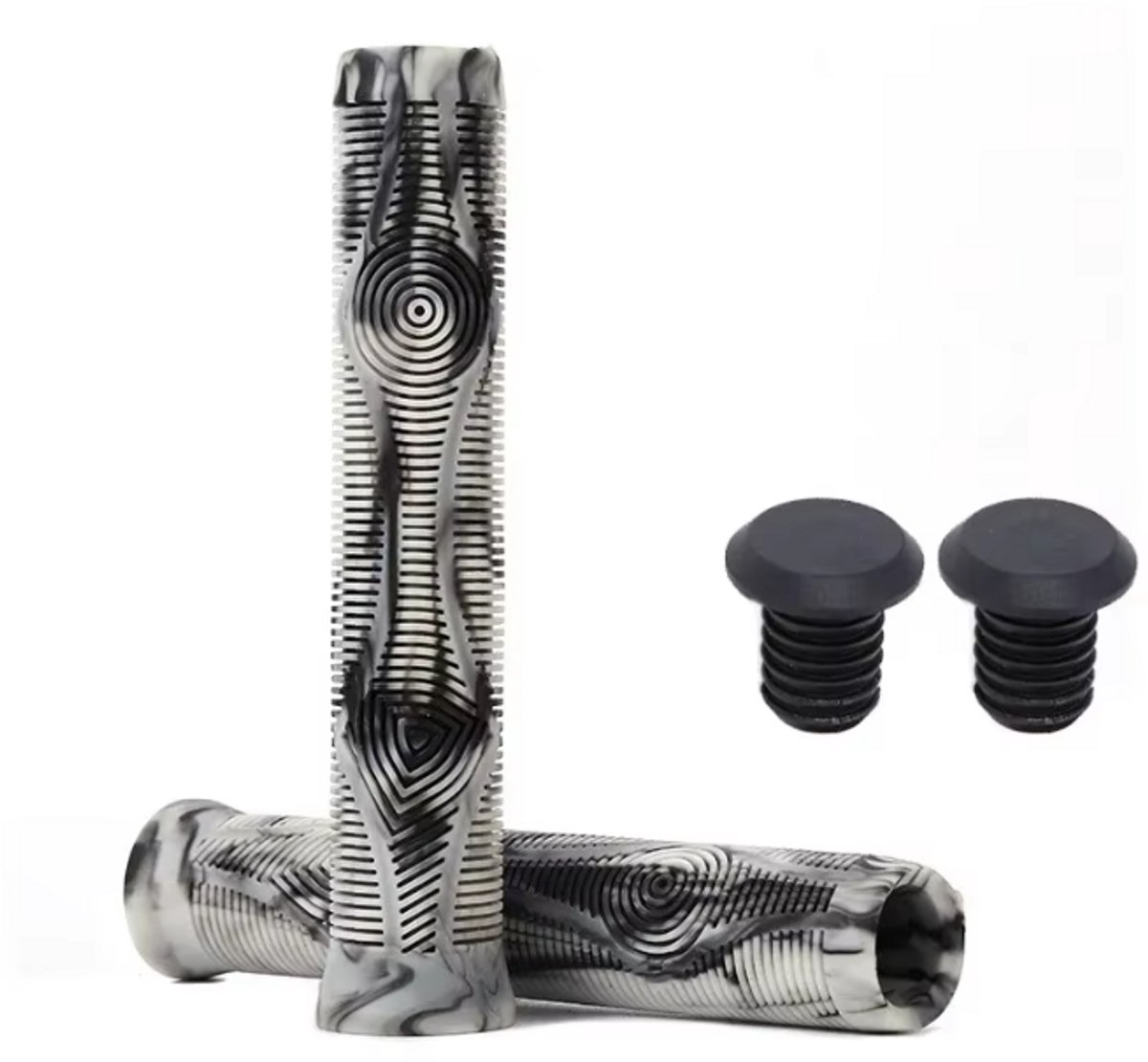 Rieba® Handvatten Fiets - 16cm Lang - Handvat voor Fietsstuur - MTB - BMX - Step - Handgrepen Rubber - Inclusief Stuurdoppen - Binnendiameter 22 mm - Rubber - 2 stuks - Wit