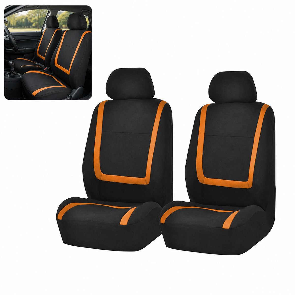VHV-Autostoelhoezen Set - 4-Delig - Blauw - Universele en Beschermende Auto Stoelbekleding Inclusief 2 Hoofdsteunhoezen en 2 Stoelhoezen voor Interieur en Comfort - Blauw