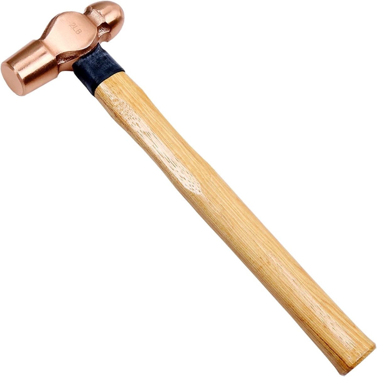 Koperen Ballenhamer met Hickory Houten Handvat, 225 g, 300 mm Lengte, Duurzaam en Roestvrij, Ideaal voor Metaalbewerking en Timmerwerk