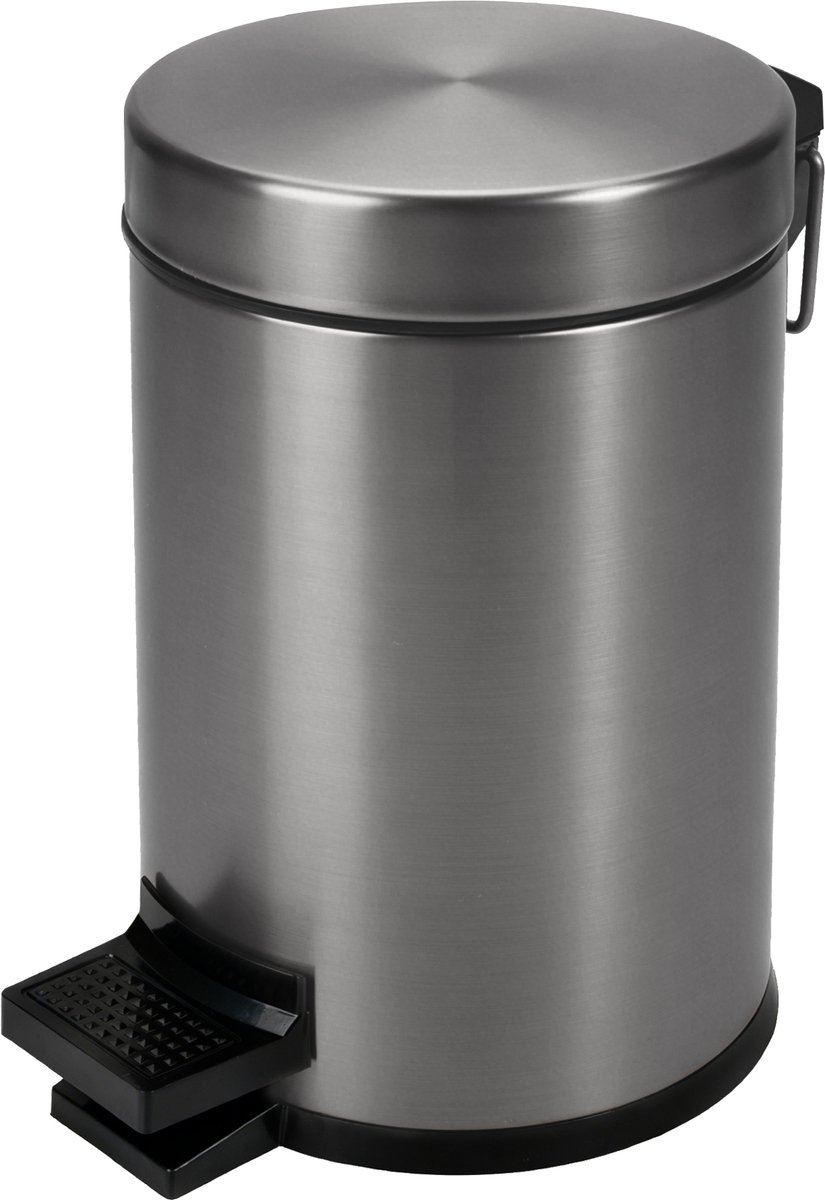 VDN Stainless Prullenbak - Pedaalemmer - Afvalbak - 3 liter - RVS - Afvalemmer - Gun metal