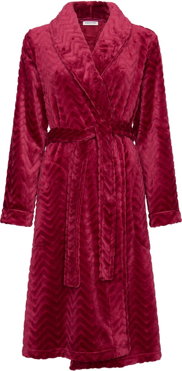 Pastunette - Badjas - Rosewood Elegance - Flannel Fleece - Rood - Maat L