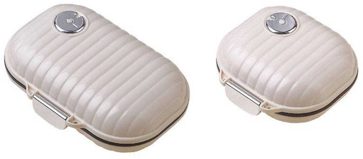 2 stuks - Dozen - 7-doosjes - Dozen met stevige afdichting - Large 4 * 7.8 * 11.2 cm + S 8 * 7.8 * 4 cm - Waterdicht - Draagbaar - Wit