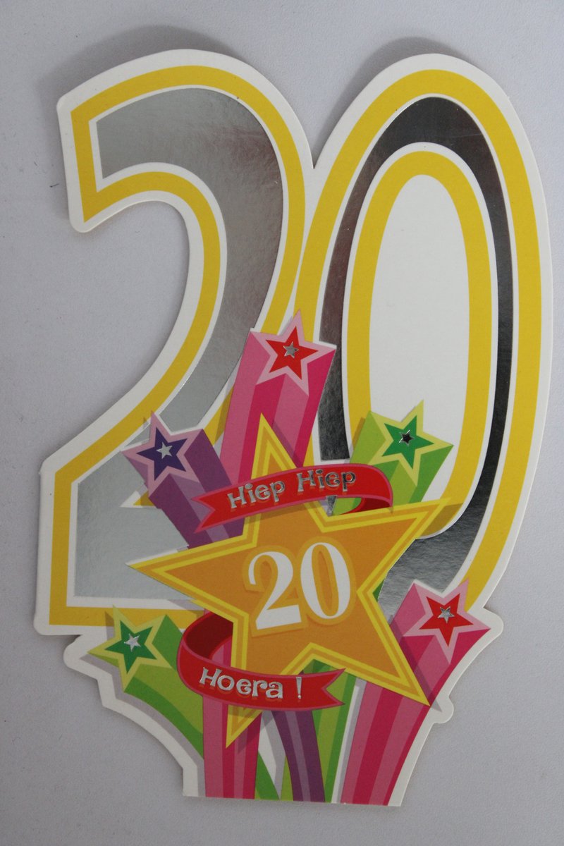 Luxe Wenskaart 20 Jaar - Verjaardagskaart - Leeftijdskaart - Verjaardag - Jarig - Leeftijd 20 - Touche Cards - Kaart - 8717245010177 - Geburtstag - Birthday - Anniversaire - 1 Stuks - In Folie - Gratis Verzonden - Hoge Afnamekortingen - 12x17.5cm