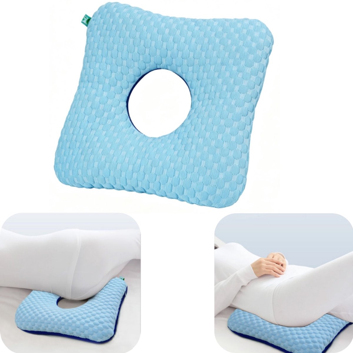 Verzorgingsmat - Zacht - Dubbelzijdig te gebruiken - Ondersteunend - Comfortabel - Ademend - Wasbaar - Huishoudelijk gebruik - Geschikt voor ouderen, gebruik in bed, zwangere vrouwen (blauw, 36*36cm)