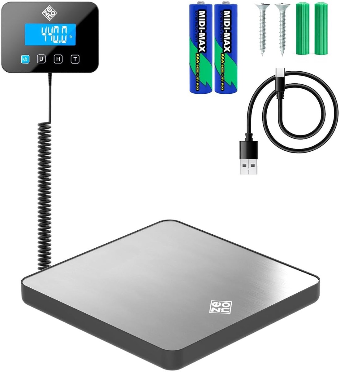 Digitale pakketweegschaal 200 kg - verzendschaal met tara en hold-functie - USB-C of batterij - voor pakketten en bagage