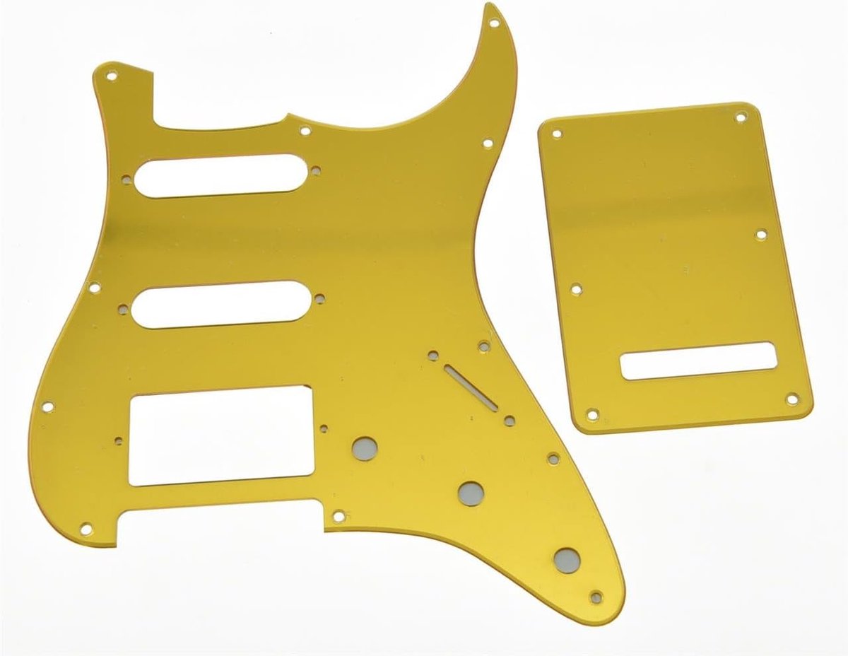 11-gats ST/Strat Stijl Beschermplaat HSS Beschermplaat met ST Achterplaat Tremolo Trem Cover voor USA/Mexico Stratocaster/Strat Goud Spiegel 1 Laags