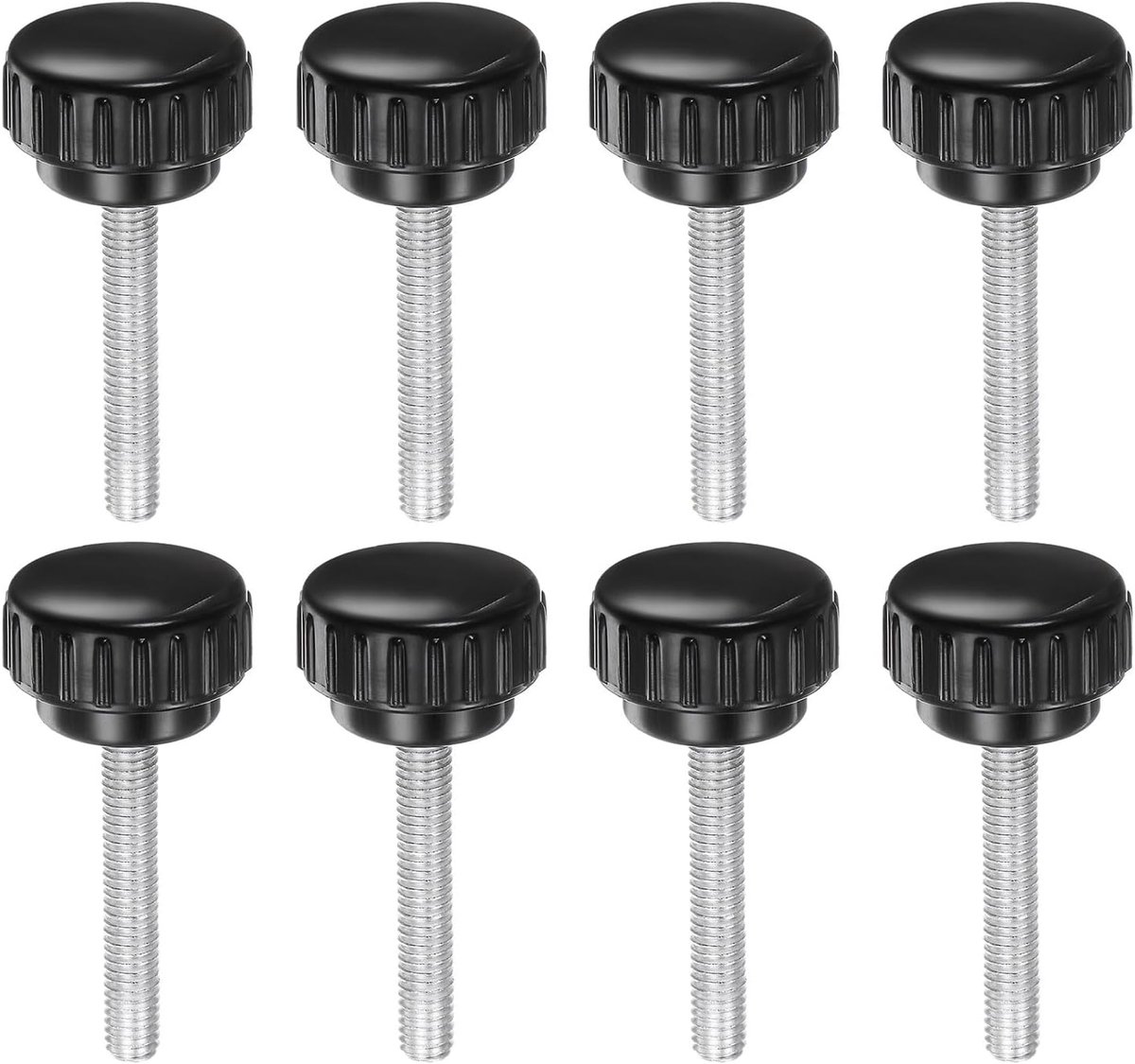 M6 x 35 mm metrische schroefdraad gekartelde spanknoppen handvat duimschroef op type 30 mm kunststof ronde kop schroefdraad handbout knoppen zwart 8 stuks