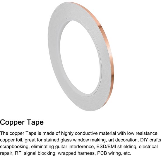 Koperband 0,12 inch x 21 meter dikke koperfolie tape eenzijdig — afbeelding 2