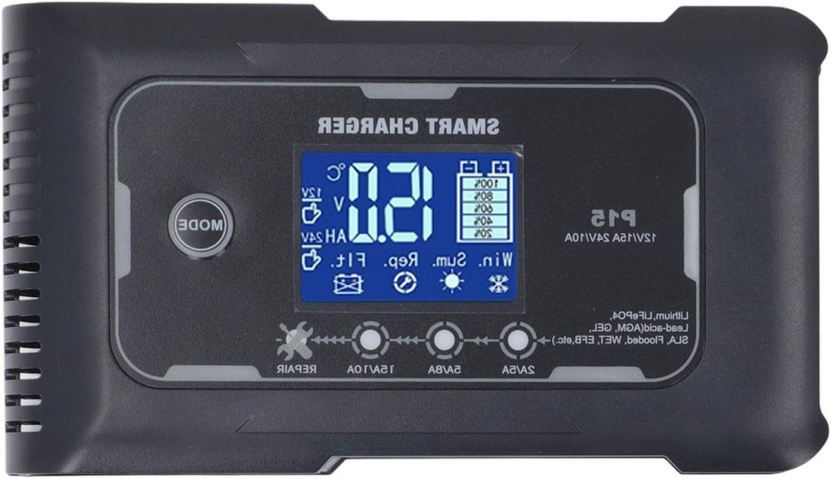 Acculader - Batterijlader Onderhouder - Voertuigen Opladen - Automatische Spanningsdetectie - 18 x 18 x 5 cm - Zwart