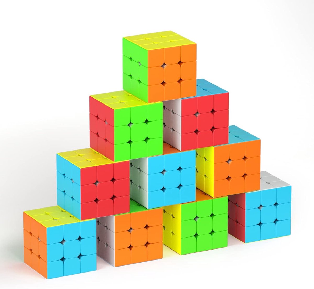 Speed Cube Set, Magic Cube Pack van 3x3x3 Stickless Puzzel Kubus, Verjaardagsfeest Kerstkous Vulstoffen Cadeau voor Kinderen Tieners Volwassenen (10 Pack)