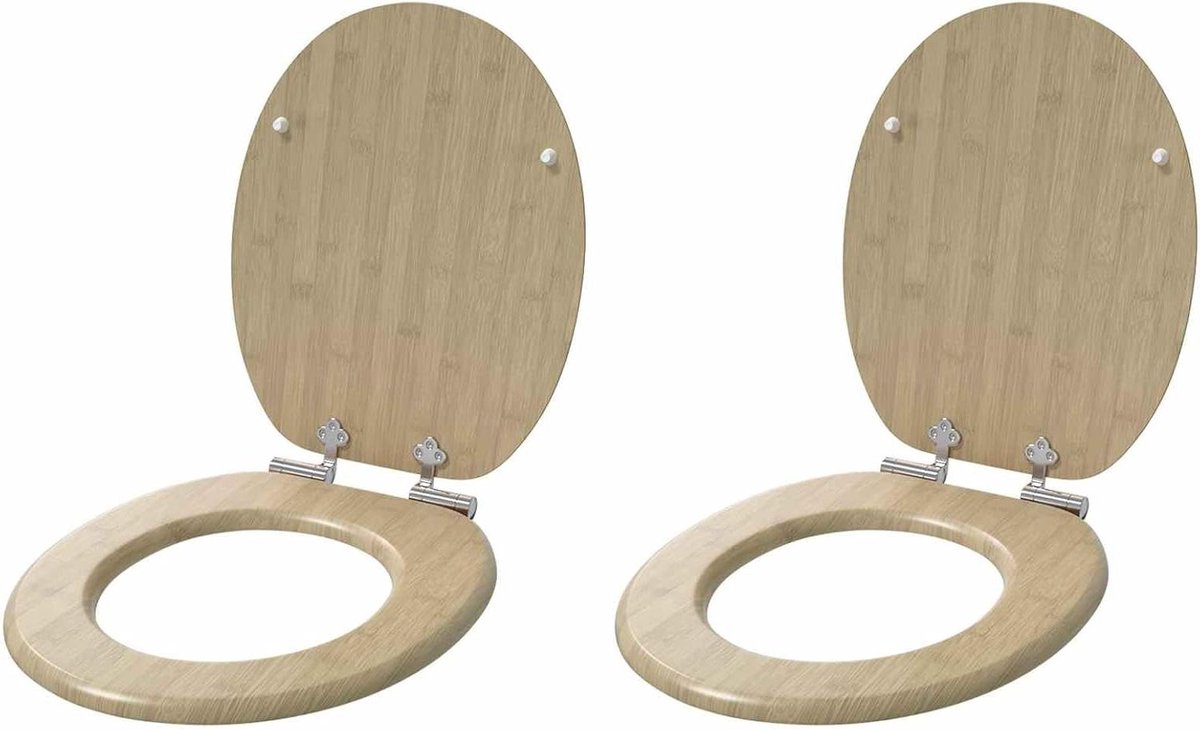 Toiletbril - WC bril - Badkamer Upgrade - Softclose deksel - 44 x 38 cm - Bamboe