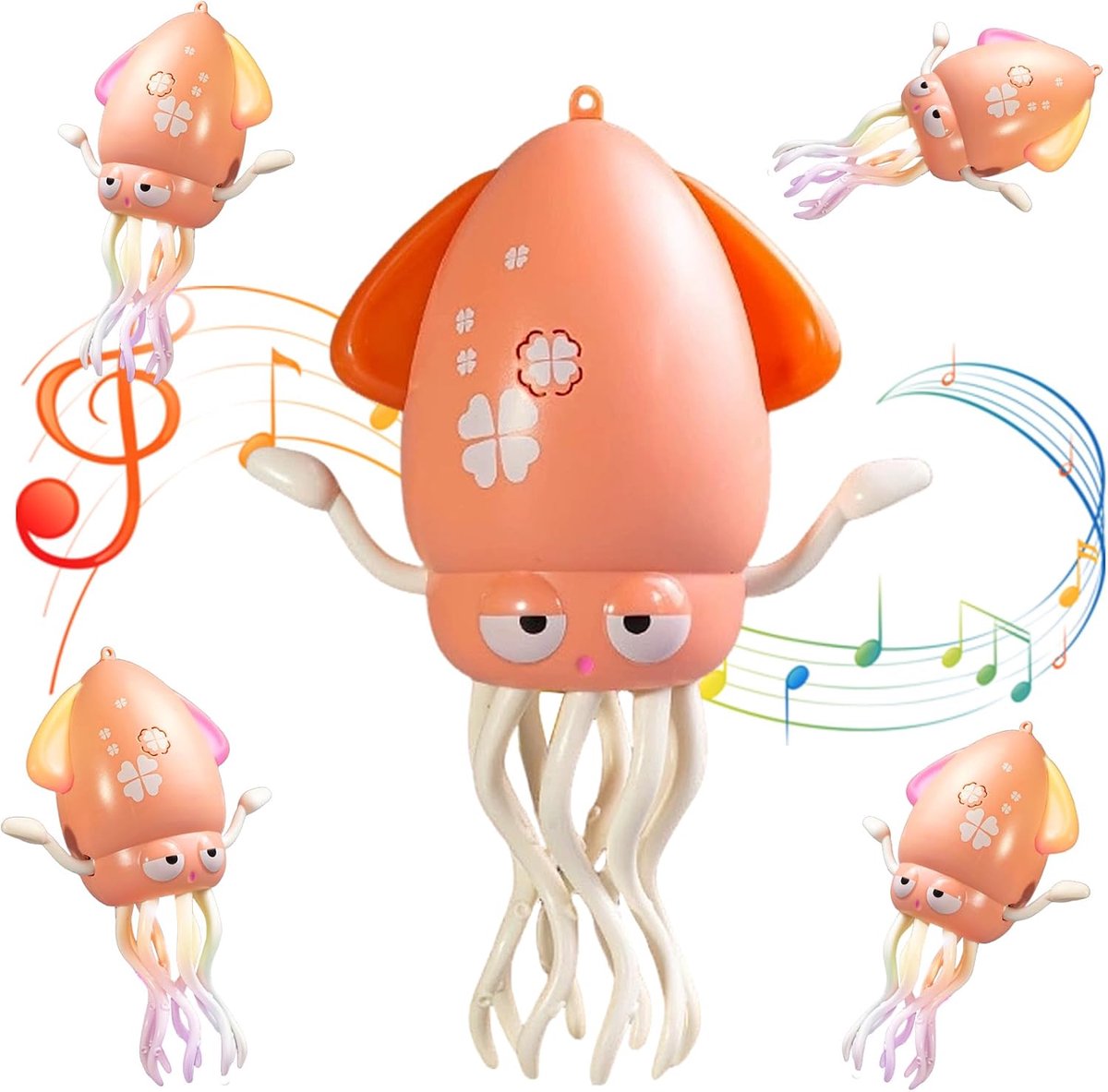 Dansende en kruipende octopus, grappige elektrische dansende octopus met muziek en licht, kruipspeelgoed kan obstakels automatisch ontwijken, grappig verjaardagscadeau (roze)