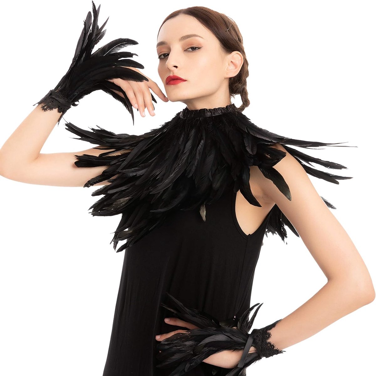 Creations Zwarte Evil Queen Accessoiresset met verensjaal en