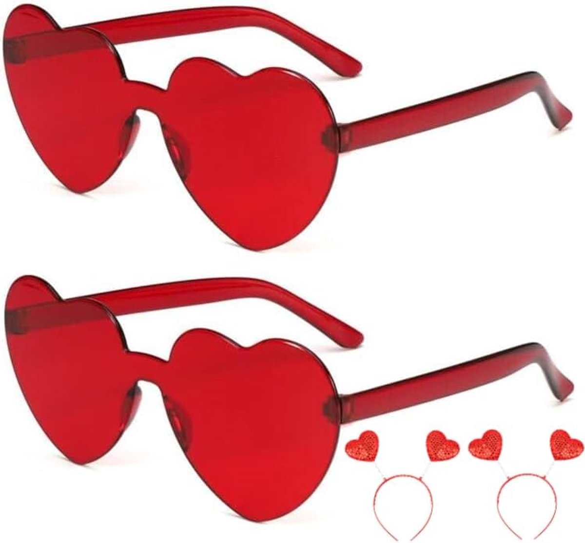 flintronic Hartvormige feestbril, 2 stuks zonnebril voor hippies, set