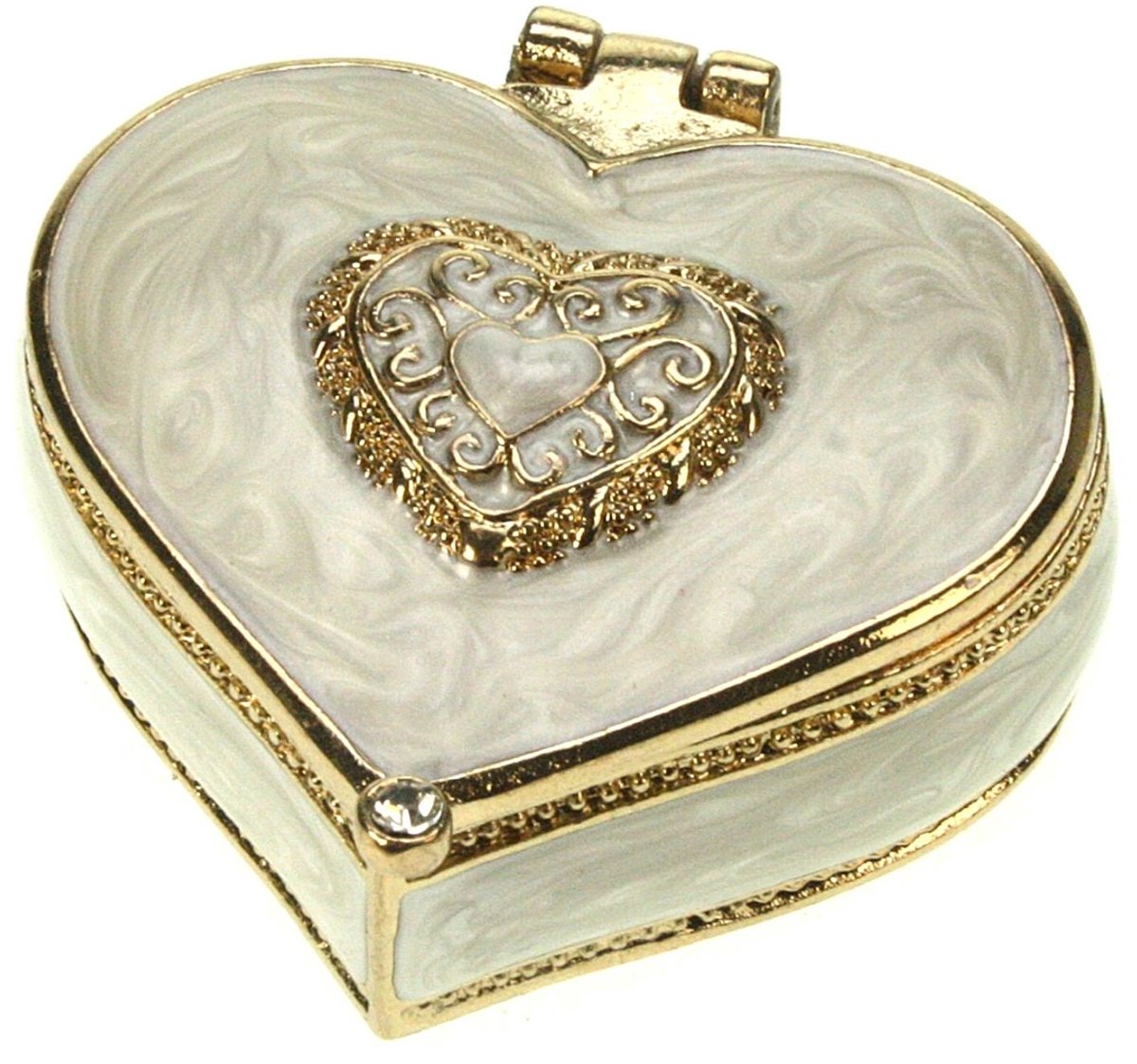 Doosje Hart emaille wit 4,5x4cm
