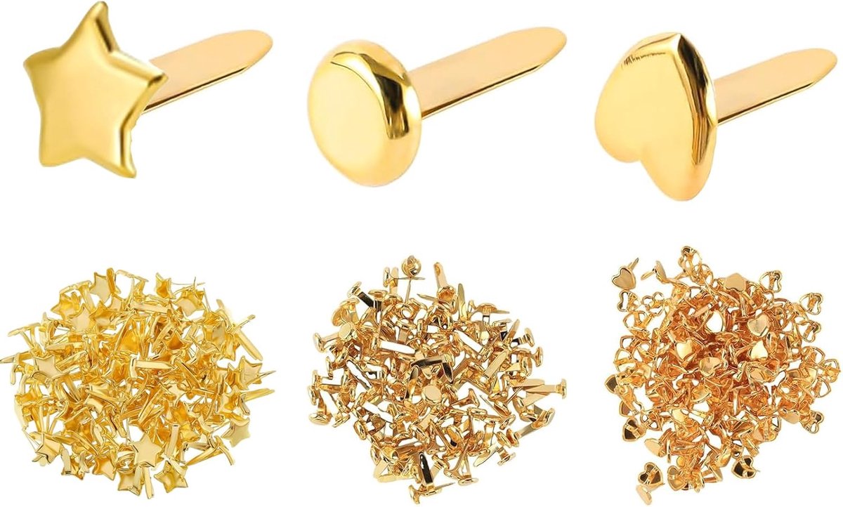 300 stuks mini-sterbrads, mini-brads patroonzakklemmen, metalen