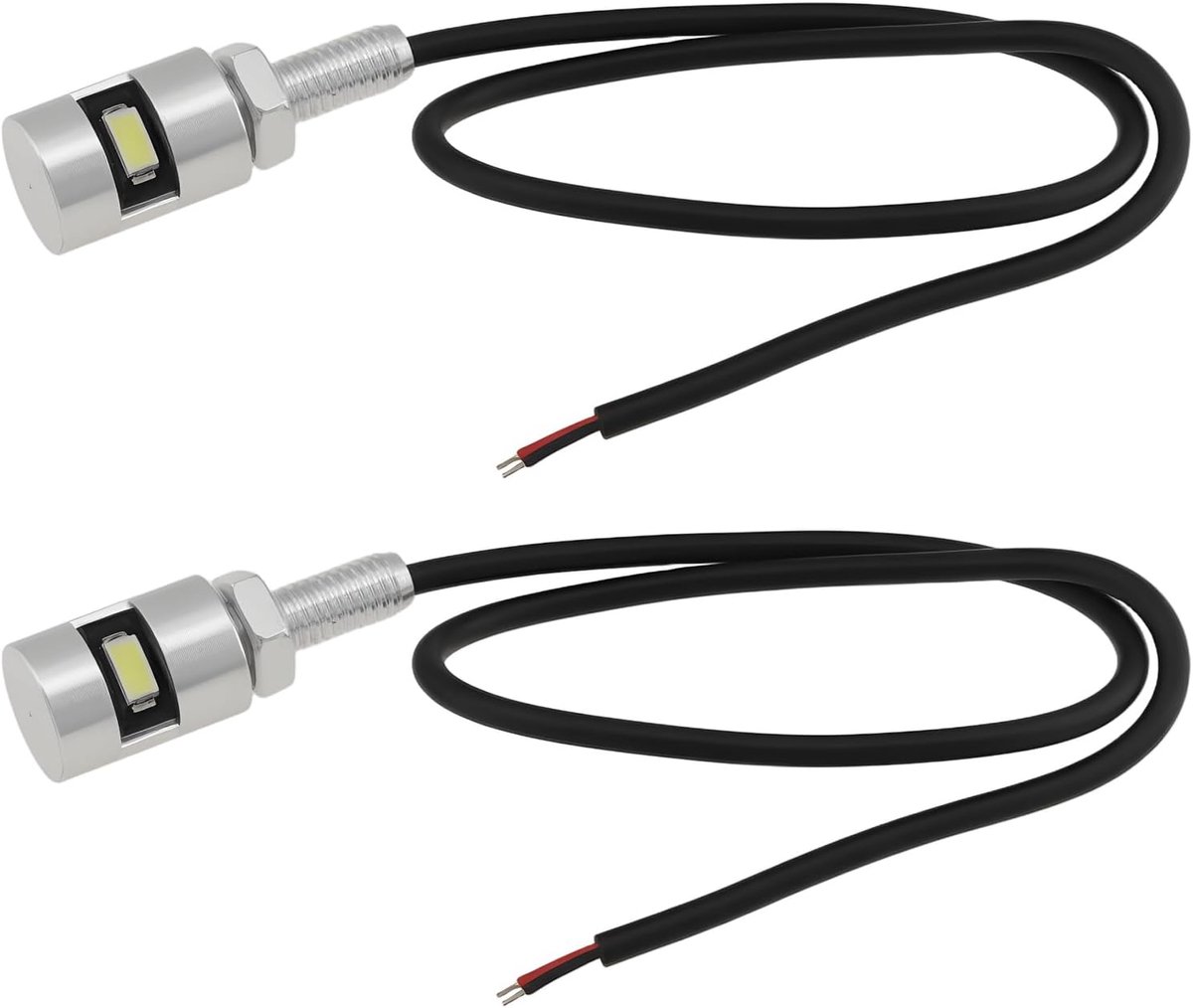 2pcs 12V M6 Round Metal Motorcycle Led License Plate Lights Most