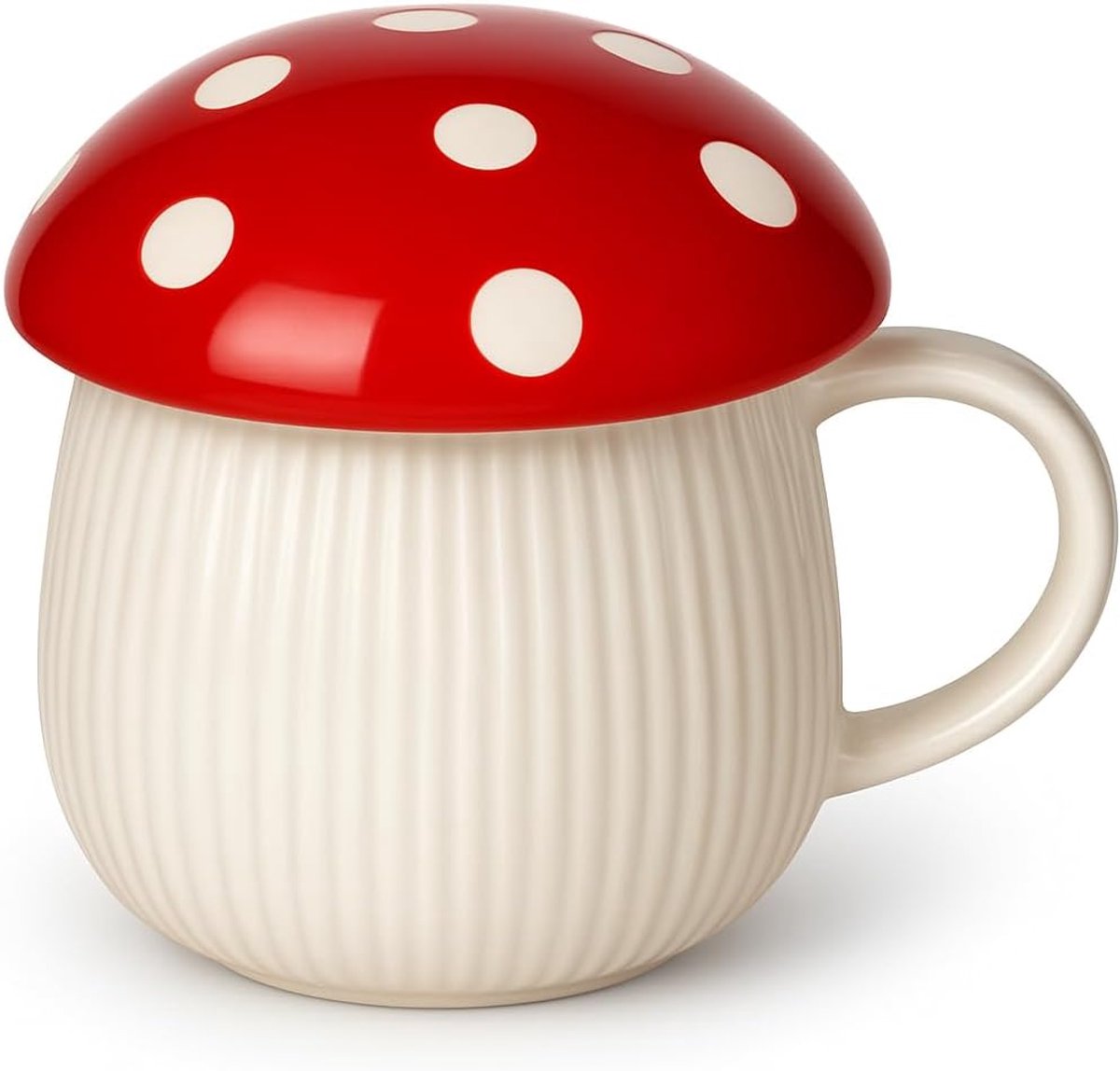 12 oz Paddestoelvormige keramische mok met deksel - Leuke mok voor