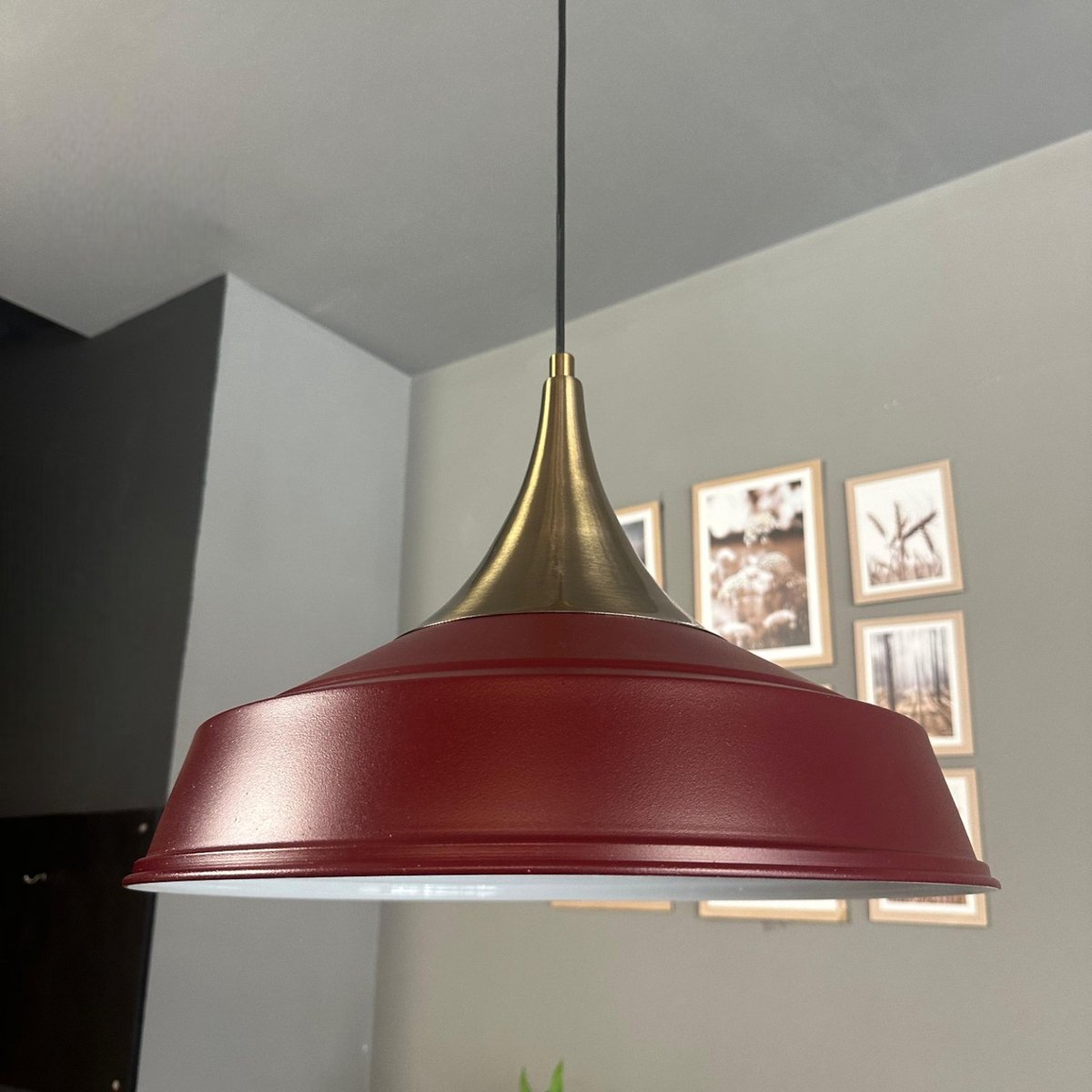 Bamyum Asletl hanglamp, industriële Modern stijl, Ø41 cm, bordeaux metalen lamp