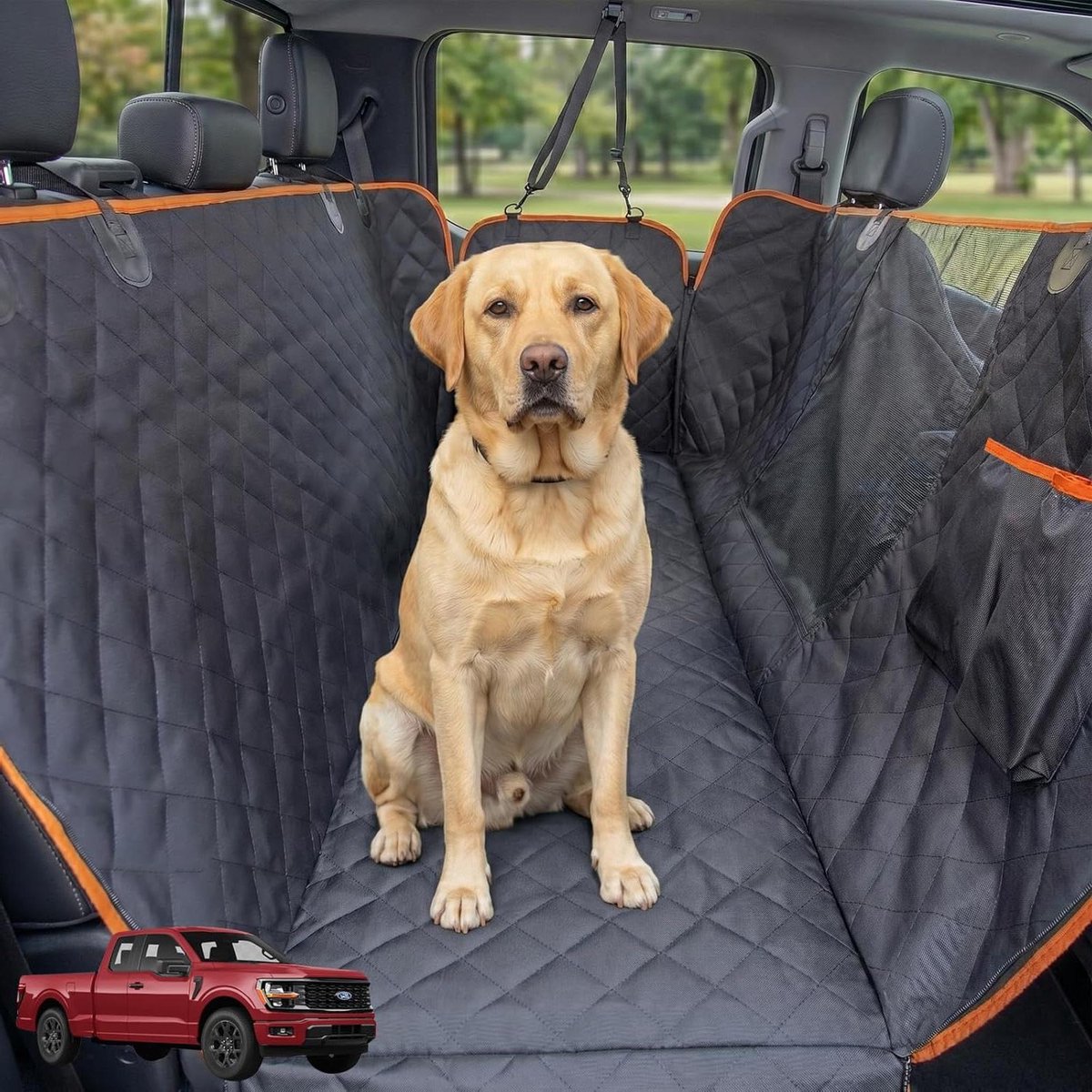 Honden Autostoelhoes - Hondenhangmat Auto - Bescherming Auto Interieur - Met Gaasvenster - 60" x 64" - Zwart