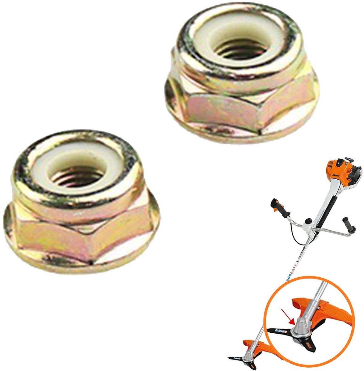 2 x M10 x 1,25 linkse schroefdraadmoer voor trimmer, grastrimmer en