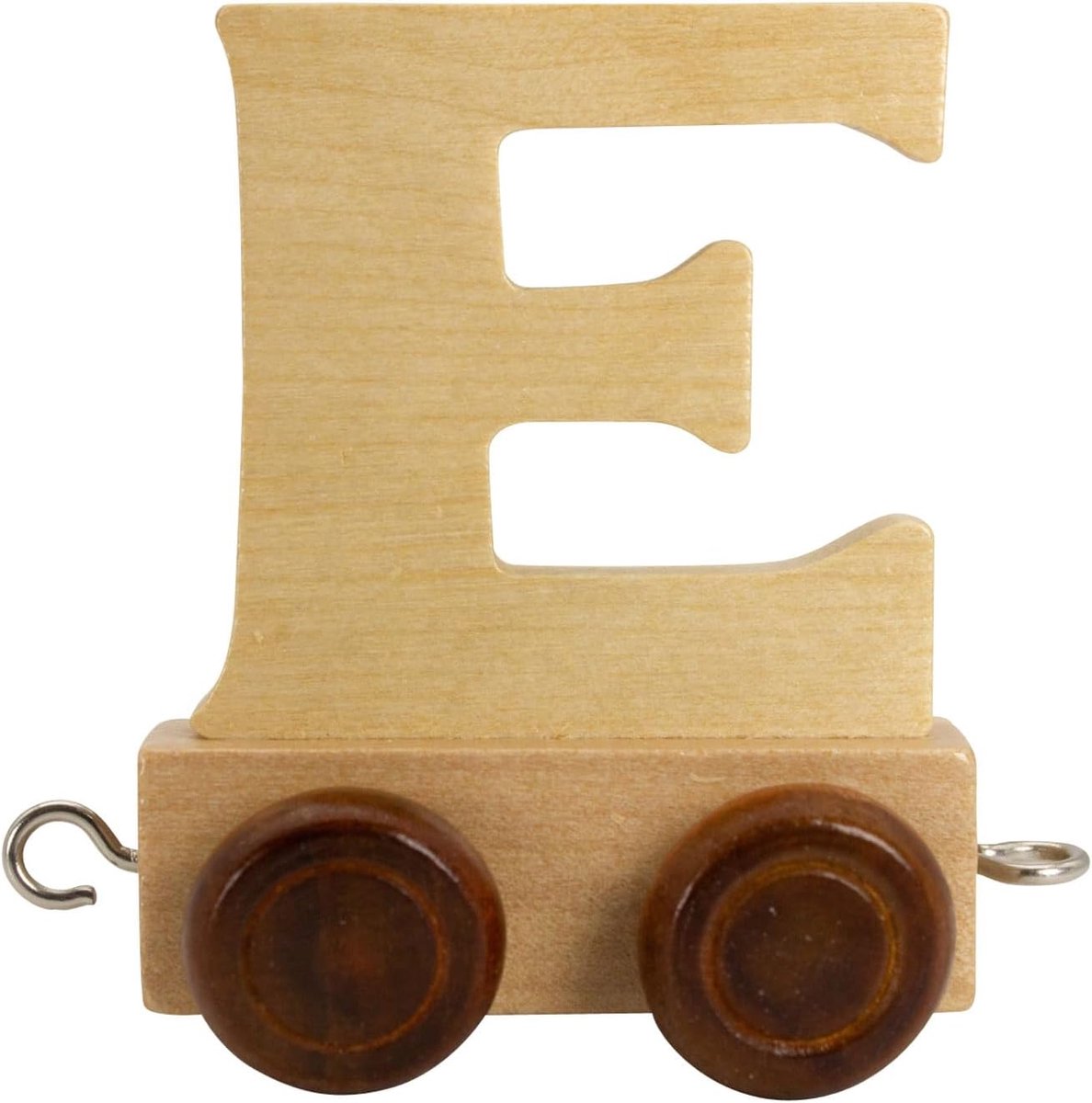 Lettertrein van hout, letters trein, lok, wagen, A-Z, gewenste naam (E)