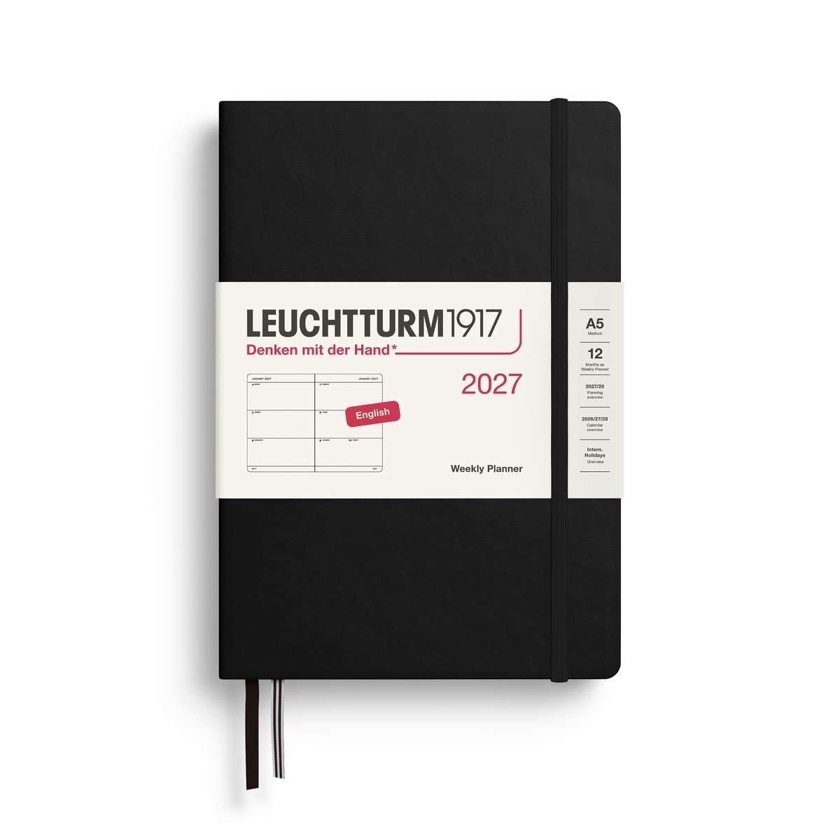 Leuchtturm1917 - 2027 - Agenda - Weekly Planner - A5 Medium 15x21cm - black - hardcover