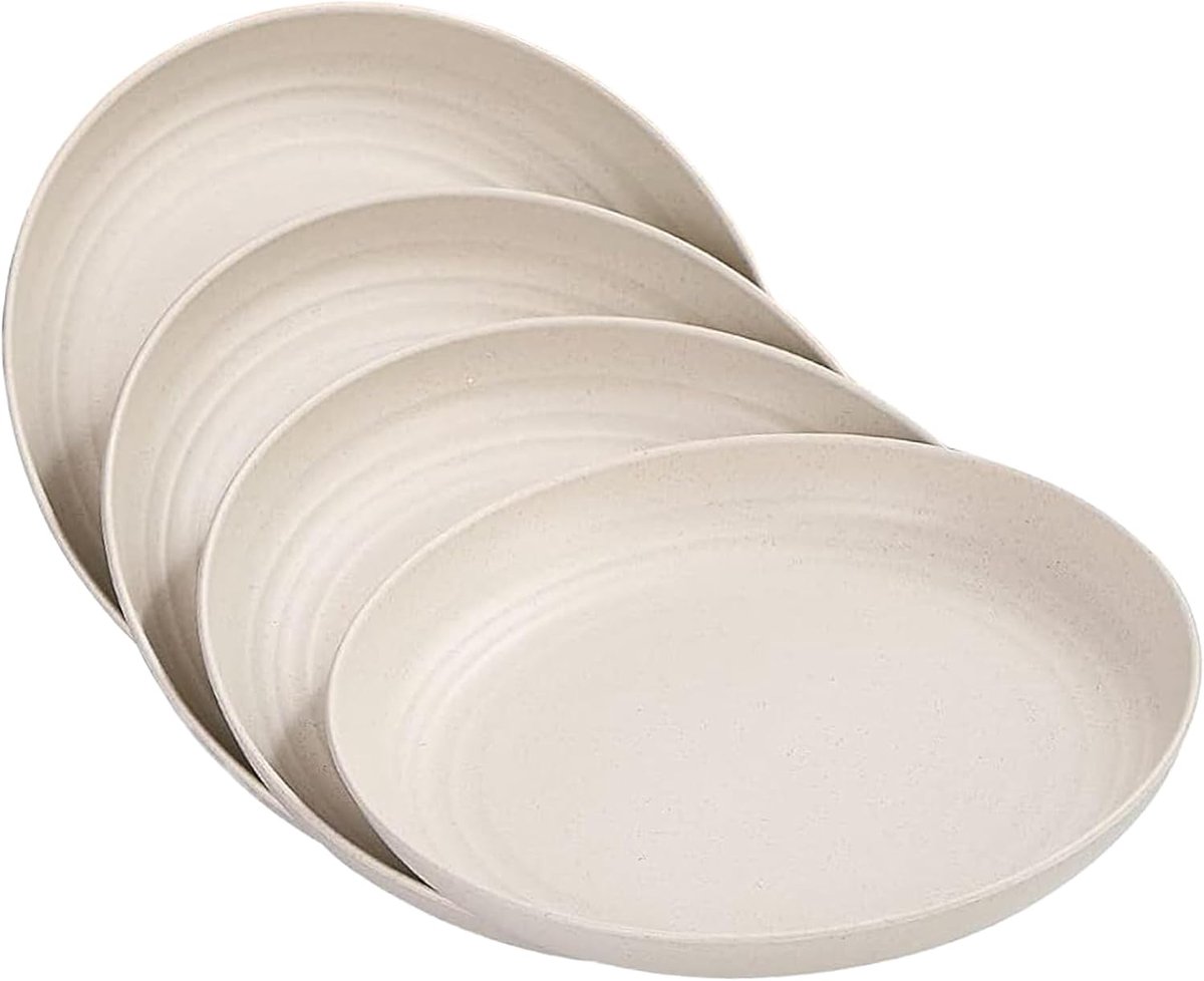 Set van 4 herbruikbare kunststof borden, onbreekbaar, 20 cm, lichte