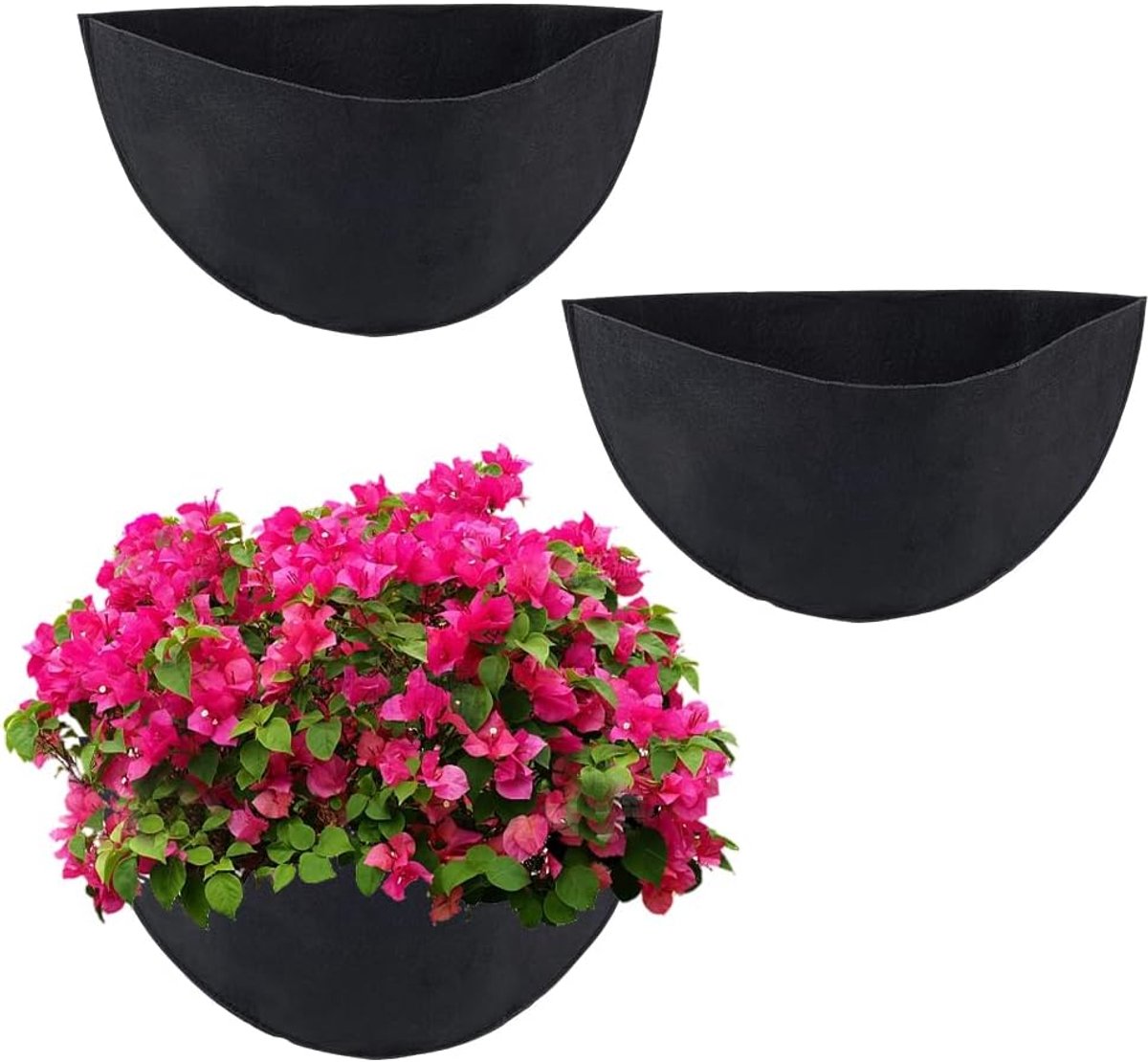3 Stks Halve Ronde Planter Liner 345x202x6mm Zwart Vilt Half Cirkel
