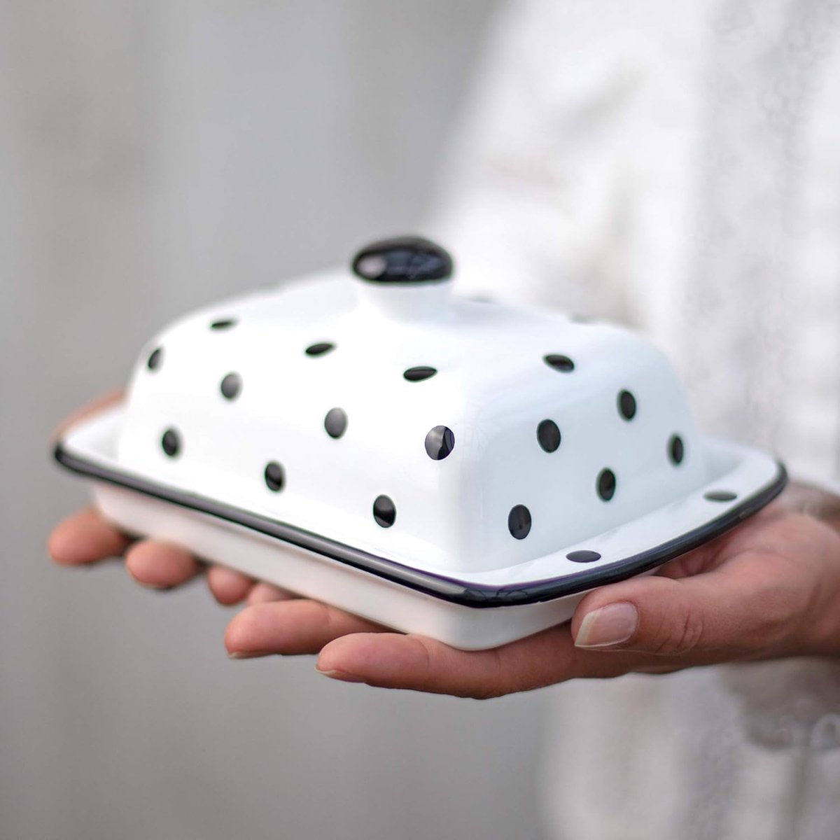 to Cottage Wit en Zwart Polka Dot Stippen Handgemaakte