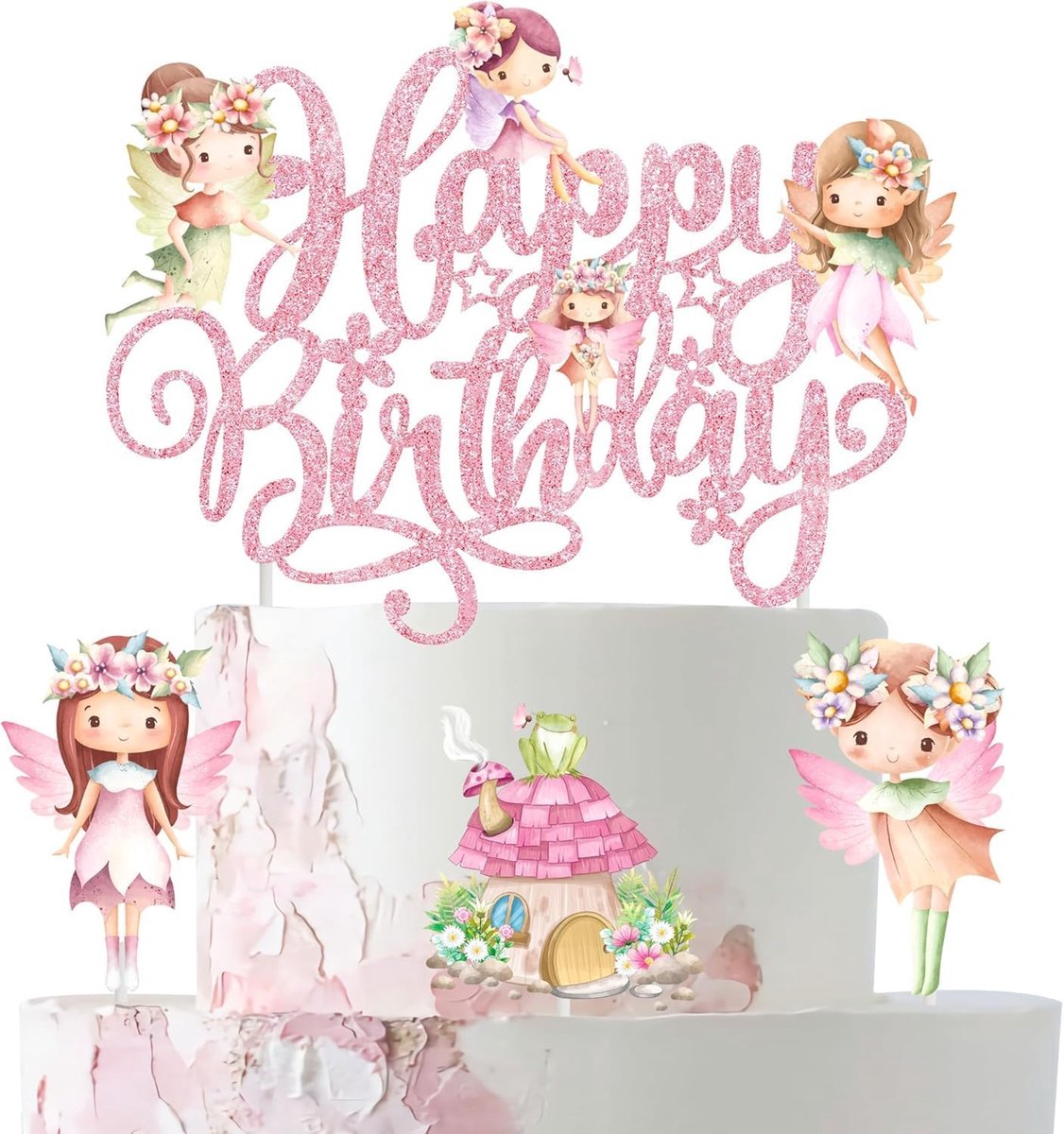 verjaardag, fee, decoratie, taart, vliegende fee, , Happy Birthday