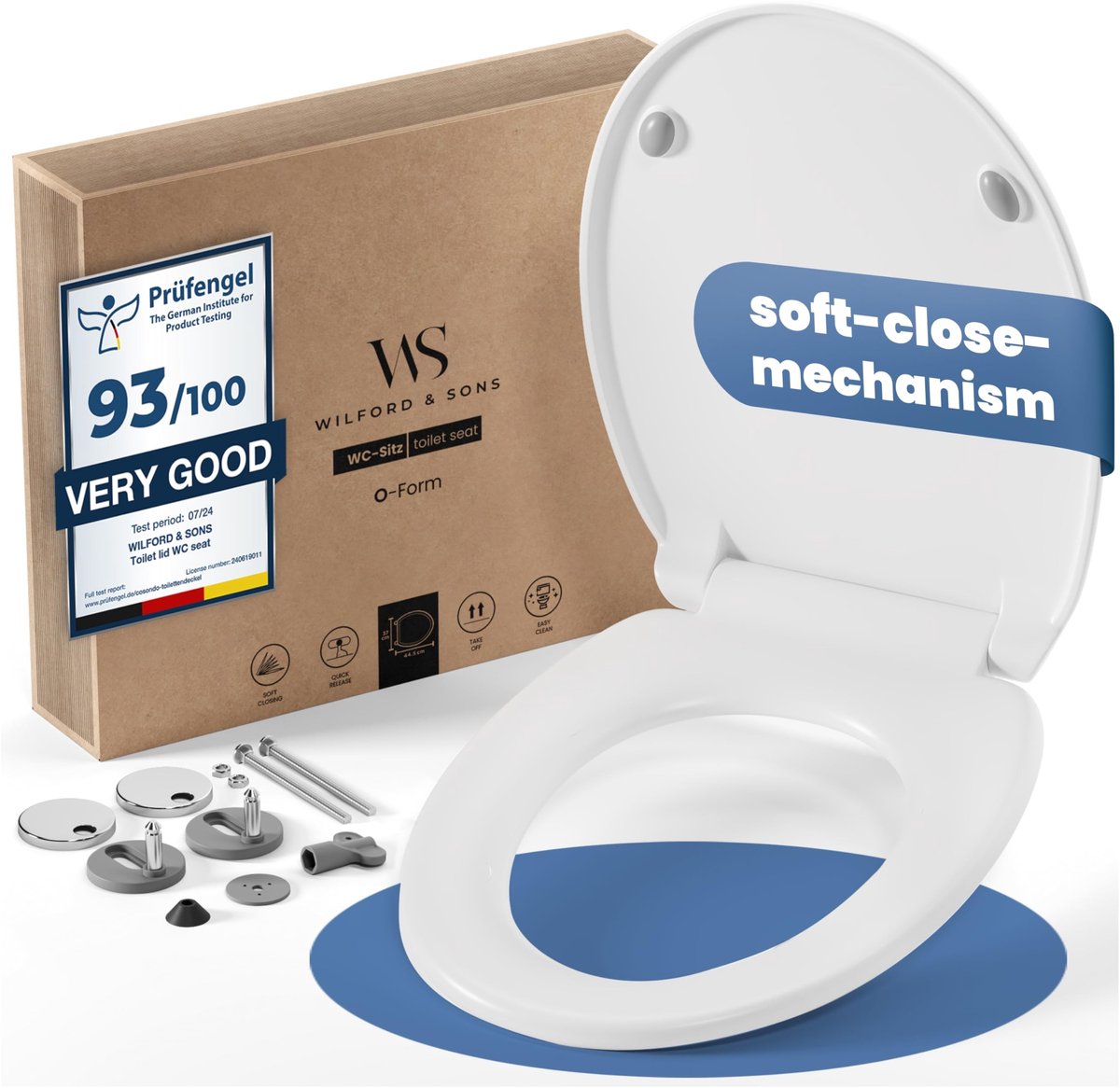 Omgoods - Premium Toilet Seat met Soft Close - O-vormig Toiletdeksel - Duurzaam en Eenvoudig Te Reinigen