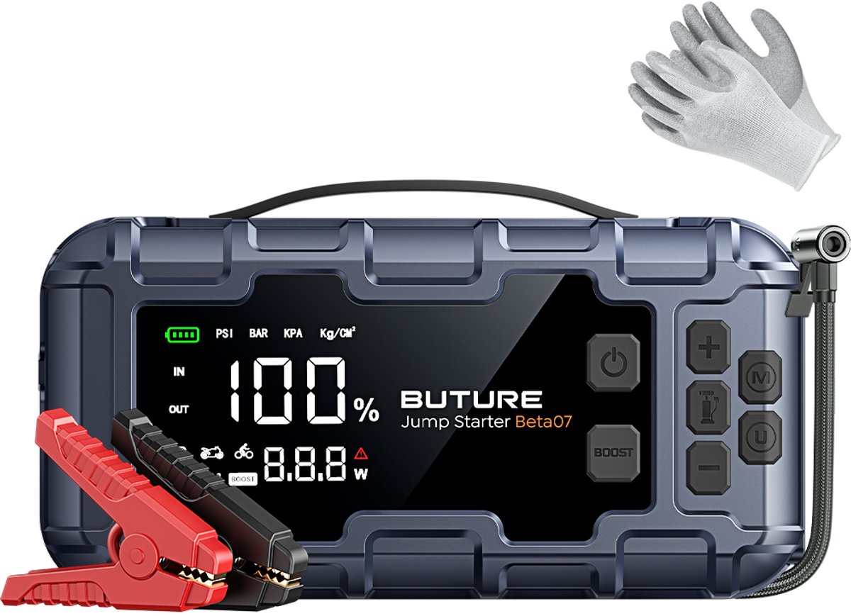 Buture-Jumpstarter-6000A piekstroom-Powerbank-PD45W snelladen- startaccu voor auto’s-drie-in-één startvoeding