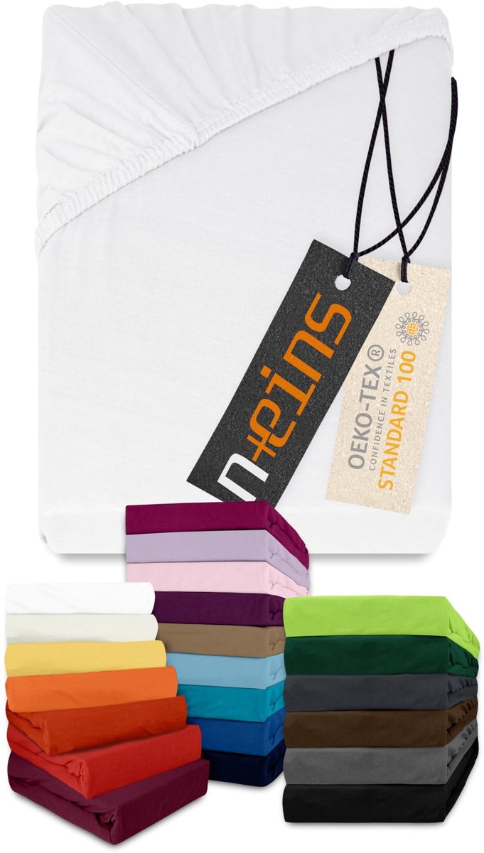 Omgoods - Classic Jersey Fitted Sheet 180-200 x 200 cm - Wit - 100% Katoen