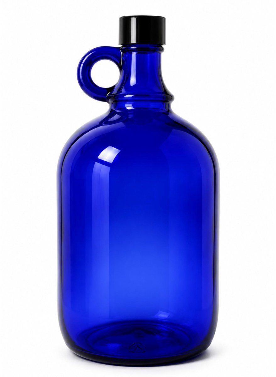 Omgoods - XL Glazen Fles 2 Liter met Zwarte Schroefdop