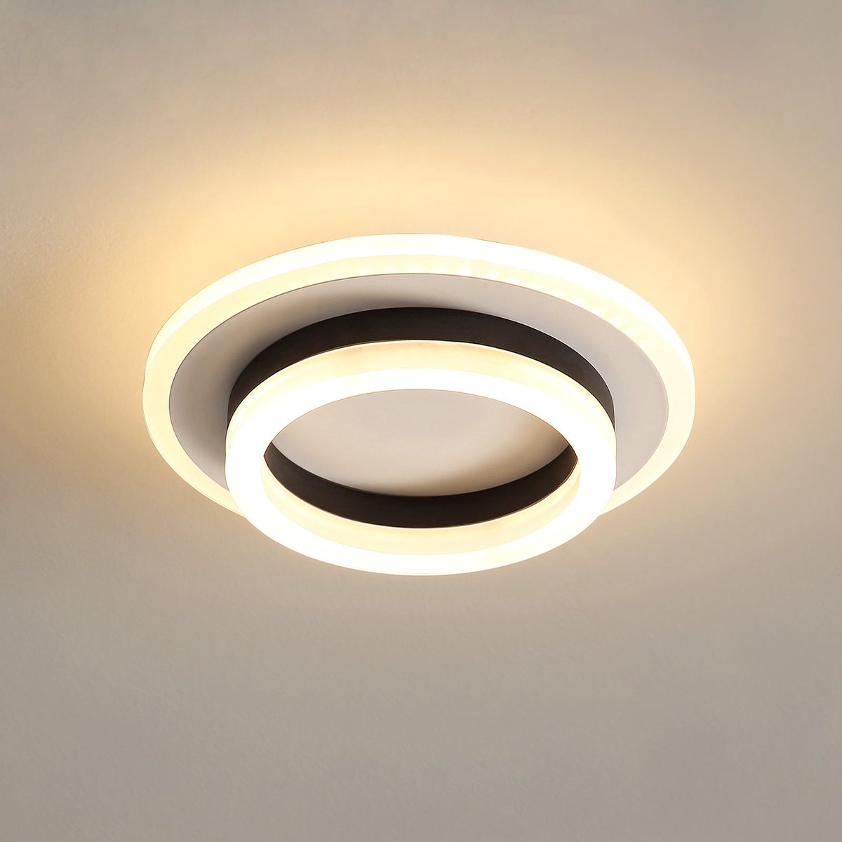 Riserva LED Plafondlamp Zwart Wit - 24W - 3000K Warm Wit - Moderne Ronde Plafondlamp voor Woonkamer, Slaapkamer en Keuken