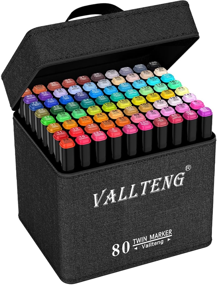 Omgoods - 80 Kleuren Dual Tip Twin Marker Pens Set - Artist Marker Pens voor Schetsen en Manga