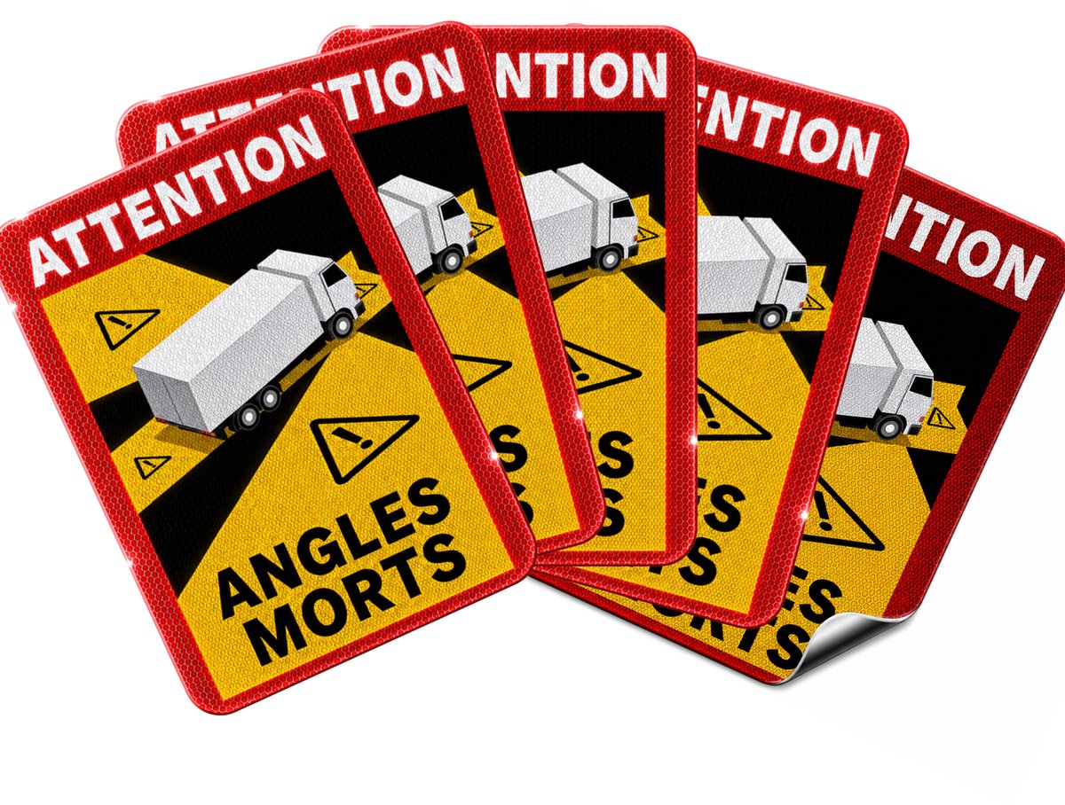 AutoXtreme Dode Hoek Magneet Sticker Vrachtwagen – 17x25cm – Reflecterend – Snel te Monteren – Conform Frans Art. R.313-32-1 – TÜV SÜD & E8 - Angles Morts Truck 5x