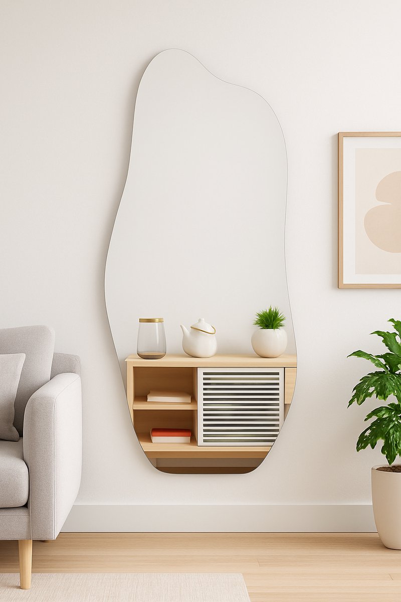 Mirrors by Thier Aeris - Organische Wandspiegel Zonder Rand - 140 x 50 cm - Asymmetrisch