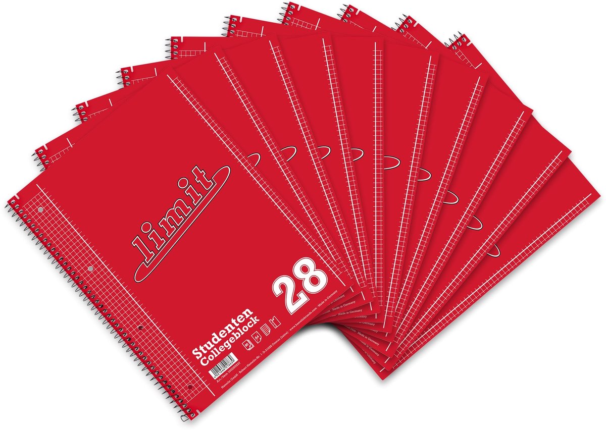 Omgoods - Limiet 160 Pagina's - Set van 10 A4 College Blokken voor Studenten en Kantoor