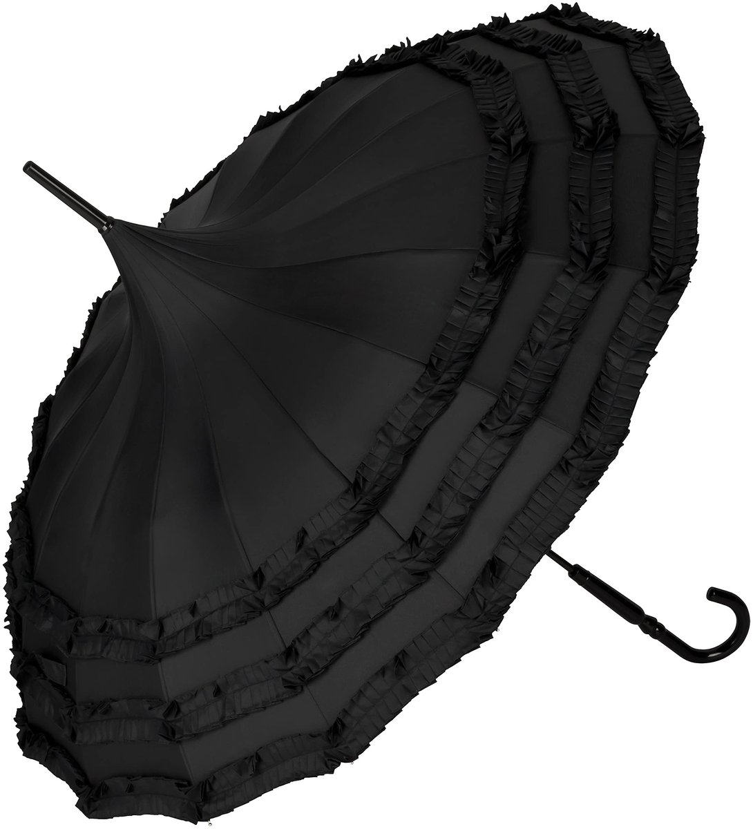 Omgoods - Parasol Paraplu met Pagoda Ontwerp in Zwart Bordeaux