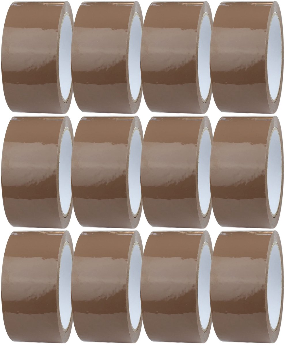 Omgoods - 12 Rollen Bruine Verpakkingstape - 48mm x 66m