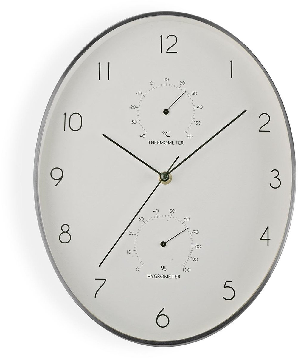 Omgoods - Ovalen Keukenklok in Zilver - Klassiek Analoog Design