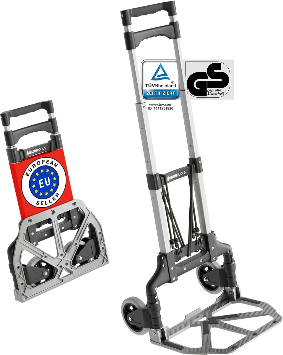 Omgoods - Vouwbare Aluminium Transportwagen met Telescopische Handgreep - Maximaal 70 kg Draagvermogen