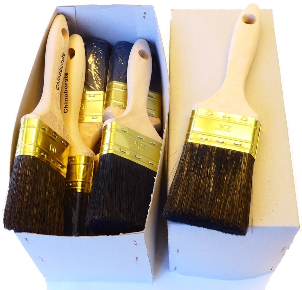 Omgoods - Set van 3 Professionele Verfkwasten 60mm met Ergonomisch Hout