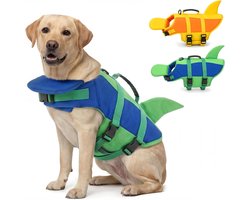 Gilet de sauvetage pour chien - Taille M - gilet de sauvetage pour chien - Maillot de bain réglable pour chien - Gilet de natation pour chien - pour petits chiens - 1 pièce - Bleu vert