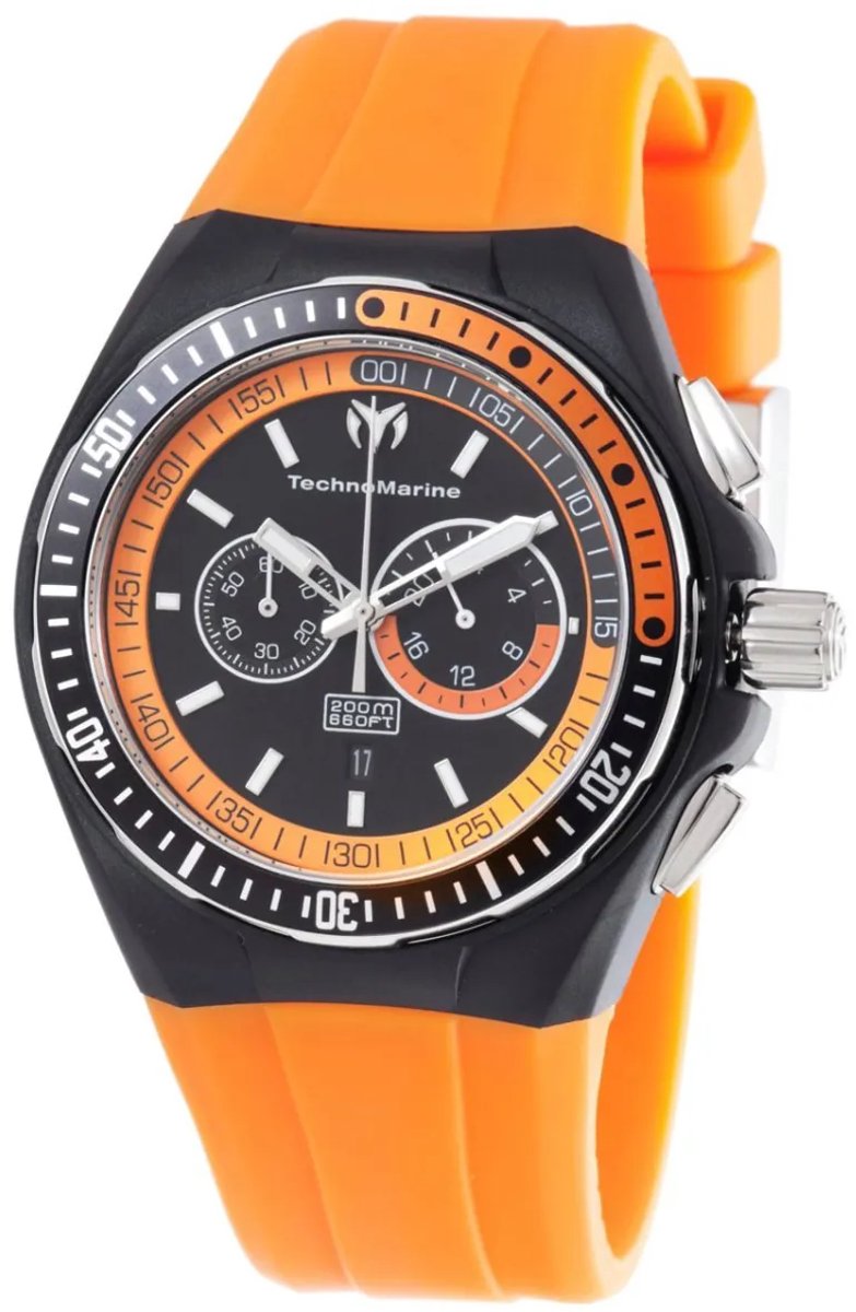TechnoMarine Cruise Sport Chronograph Herenhorloge 110020 – Zwart & Oranje – 45 mm