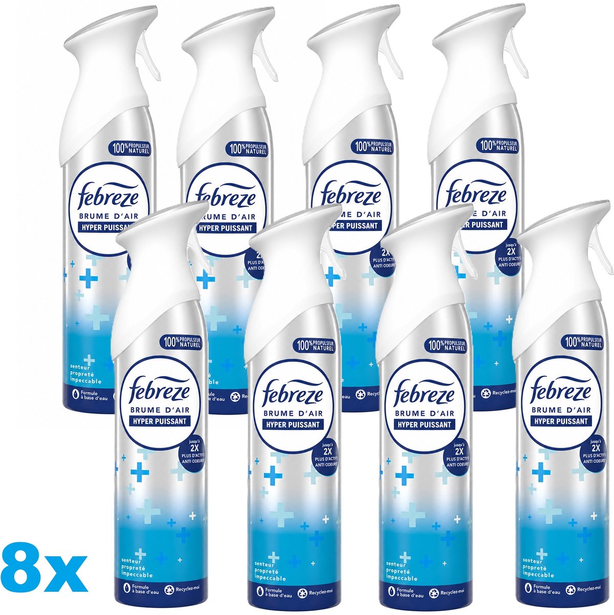 Febreze - Luchtverfrisser - Spray - Hyper Powerful - 8 x 185ml - 100% Natuurlijk