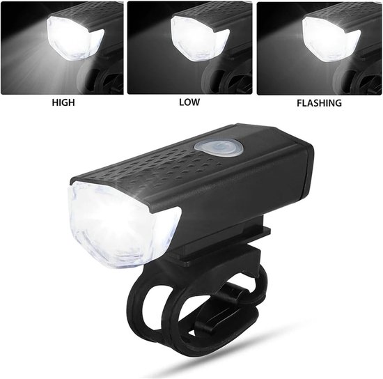 Oplaadbare Fietslamp Set - Voorlamp met Achterlicht - Eenvoudig te Installeren - 3 Standen - Fietsaccessoires voor de Fiets - Zwart - 1 Set — afbeelding 3